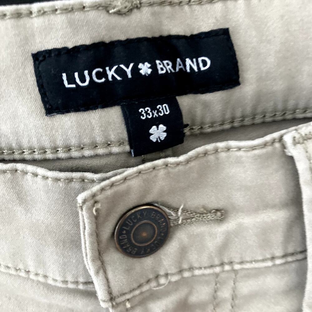 Lucky Brand 121 Slim Straight Leg Pants Khaki Tan 33 x 30 - Picture 4 of 10